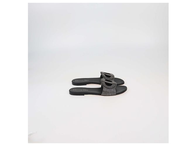 Infradito D-Way piatti con cristalli neri Christian Dior Nero - vista 3