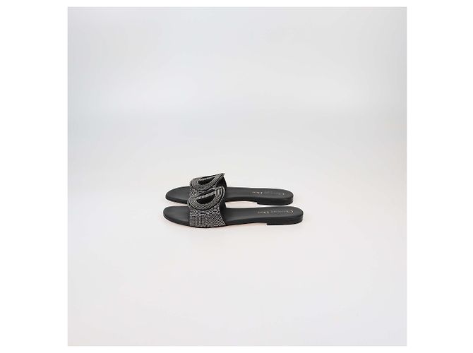 Infradito D-Way piatti con cristalli neri Christian Dior Nero - vista 4