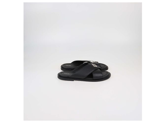 Christian Dior Infradito Piatto Alias in Pelle Nera Dior Homme Nero - vista 3