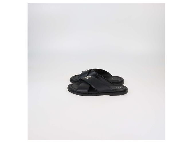Christian Dior Infradito Piatto Alias in Pelle Nera Dior Homme Nero - vista 4