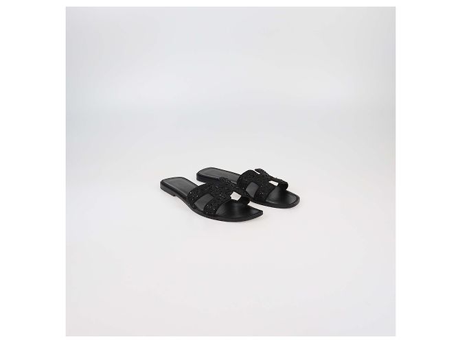 Sandali piatti Oran neri di Hermès decorati con strass Nero - vista 2