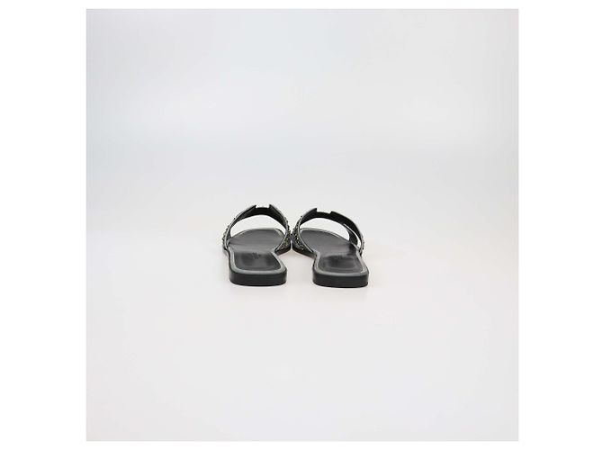 Sandali piatti Oran in strass nero/grigio di Hermès - vista 5