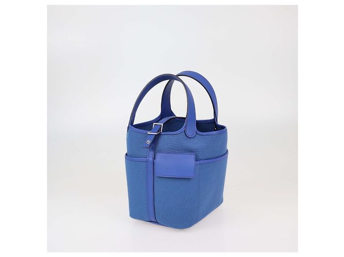 Borsa Picotin Lock 18 in Tela Cargo Geoland Blu Reale Swift & Blu Egee di Hermès - vista 2