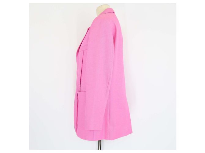 Jacquemus Pink Gabardine Linen Blend Single Breasted Le Splash Blazer - view 2