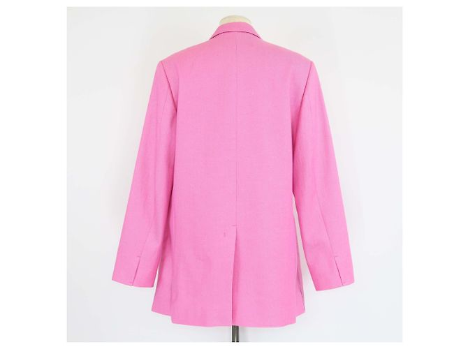 Jacquemus Pink Gabardine Linen Blend Single Breasted Le Splash Blazer - view 3