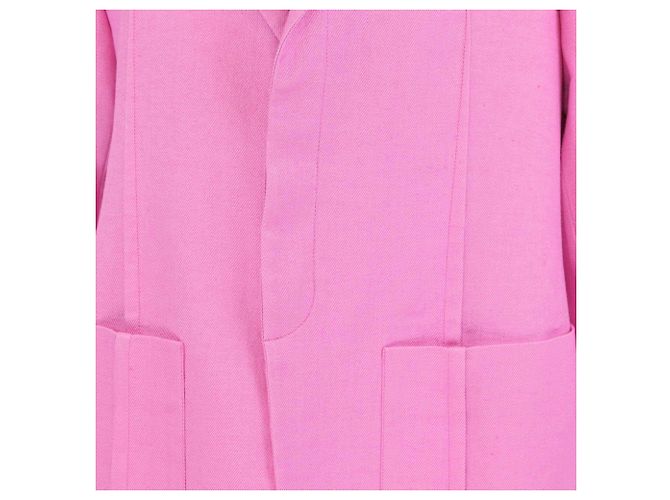 Jacquemus Pink Gabardine Linen Blend Single Breasted Le Splash Blazer - view 4
