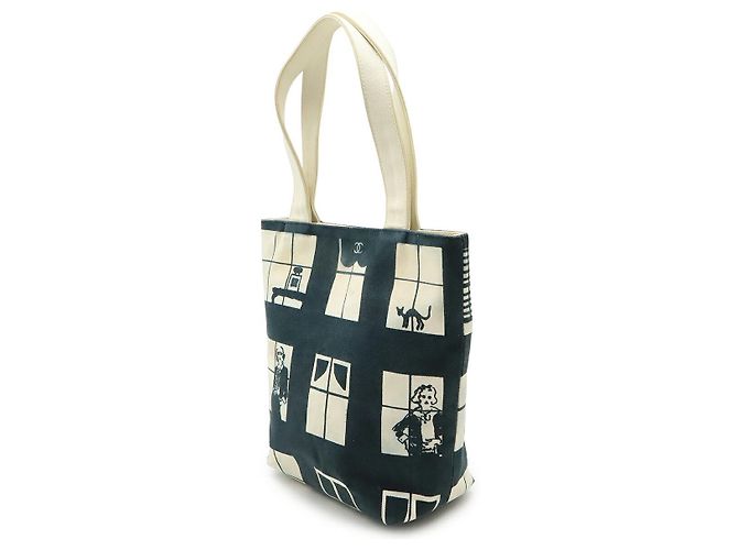 2.55 Chanel Canvas Coco Mark Tote Bag Schwarz - Ansicht 2