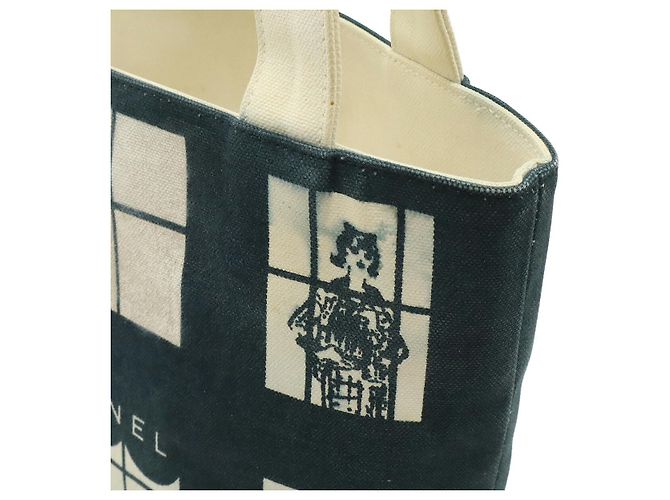 2.55 Chanel Canvas Coco Mark Tote Bag Schwarz - Ansicht 4
