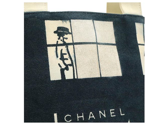 2.55 Chanel Canvas Coco Mark Tote Bag Schwarz - Ansicht 8