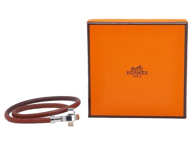 Collana Bracciale 2 in 1 in Pelle Metallo Lancelot di Hermès Marrone - vista 6