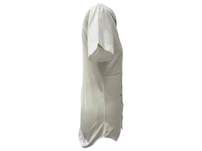 Camicia bianca in cotone ricamata con api Dior a maniche corte Bianco Crudo - vista 2