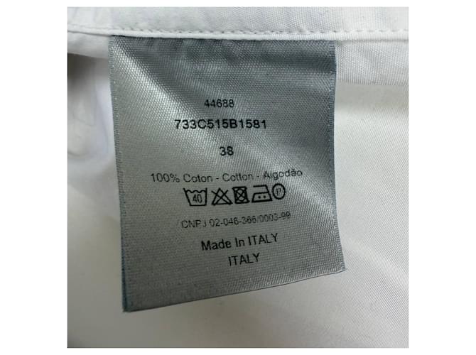 Camicia bianca in cotone ricamata con api Dior a maniche corte Bianco Crudo - vista 5