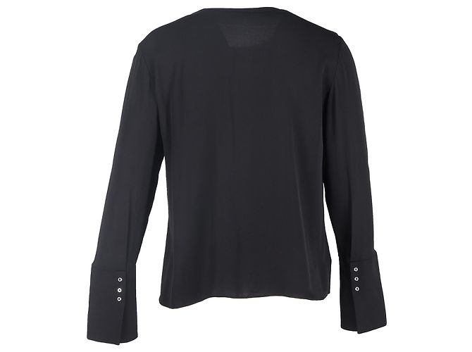 Hugo Boss Ring-Embellished Long Sleeve Top in Black Polyester - view 3