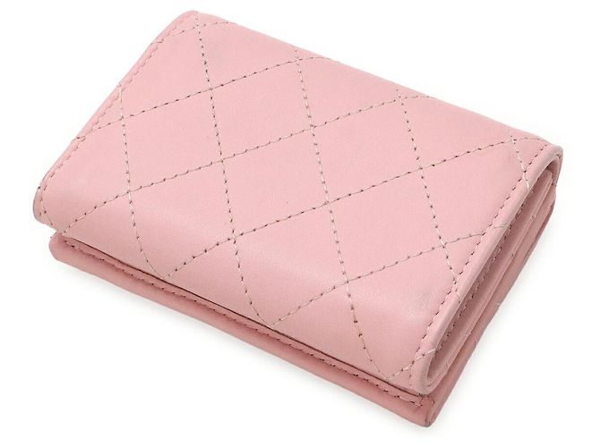 Portafoglio pieghevole tri-fold Cocomark Matelassé Chanel Rosa - vista 2