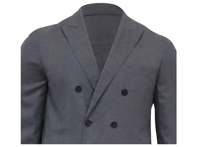 Brunello Cucinelli Double Breasted Jacket and Pants in Grey Virgin Wool - view 3