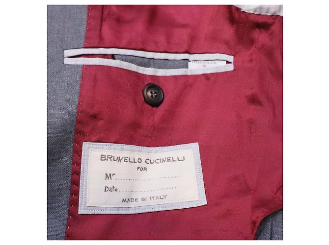 Brunello Cucinelli Double Breasted Jacket and Pants in Grey Virgin Wool - view 6