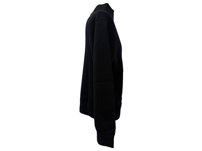 Halb-zip Strickpullover aus schwarzer Merinowolle von Theory - Ansicht 2