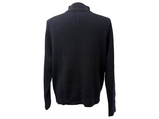 Halb-zip Strickpullover aus schwarzer Merinowolle von Theory - Ansicht 3