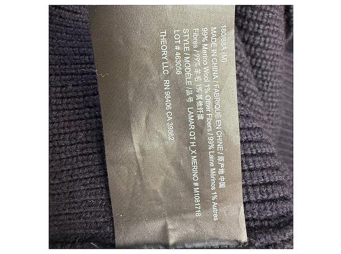 Halb-zip Strickpullover aus schwarzer Merinowolle von Theory - Ansicht 5