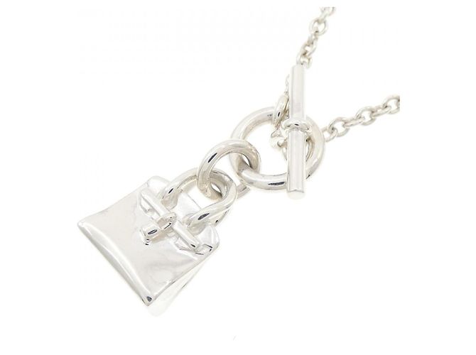 Hermès Hermes Amulette Birkin 925 Silver Necklace Silvery Metallic - view 3