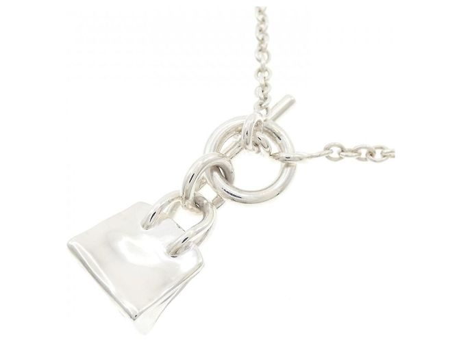 Hermès Hermes Amulette Birkin 925 Silver Necklace Silvery Metallic - view 4
