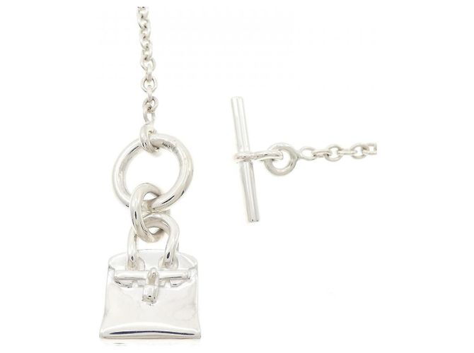 Hermès Hermes Amulette Birkin 925 Silver Necklace Silvery Metallic - view 5
