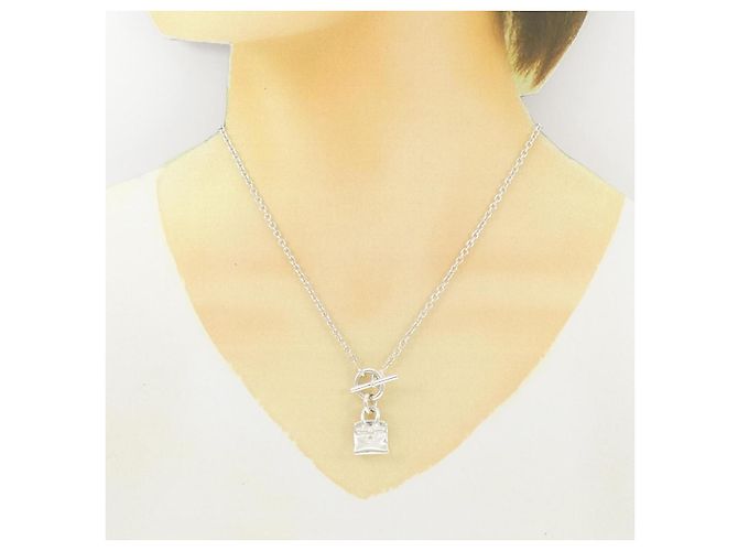 Hermès Hermes Amulette Birkin 925 Silver Necklace Silvery Metallic - view 6