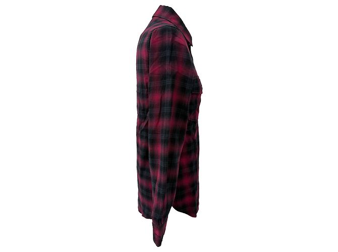 Camicia in flanella a quadri Saint Laurent con bottoni in cotone rosso e nero - vista 2