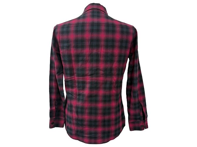 Camicia in flanella a quadri Saint Laurent con bottoni in cotone rosso e nero - vista 3