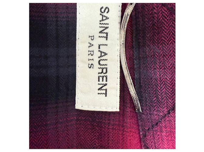 Camicia in flanella a quadri Saint Laurent con bottoni in cotone rosso e nero - vista 4