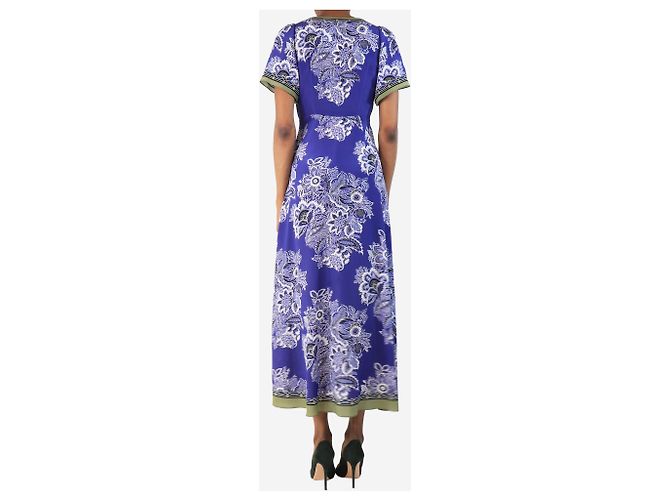 Etro Lila Seiden-Midi-Kleid mit Blumenmuster - Größe UK 6 - Ansicht 2