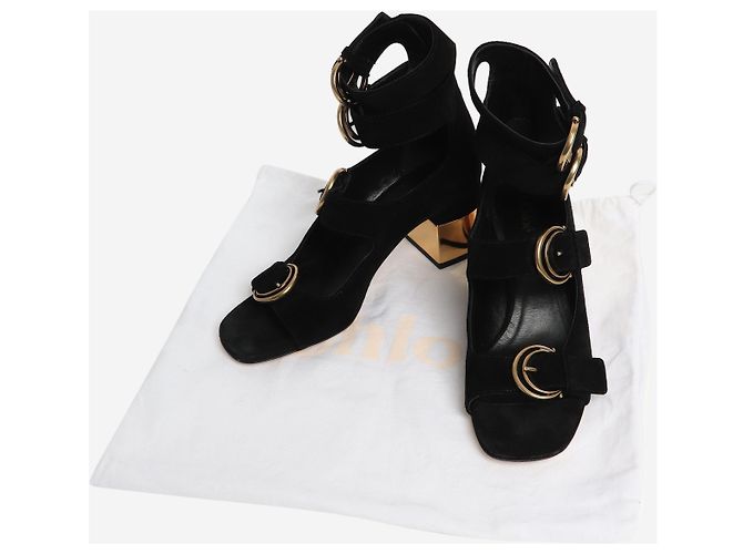 Chloé Décolleté aperti in suede nero - taglia EU 38 - vista 5