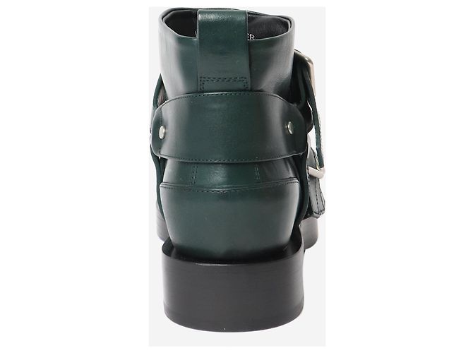 Burberry Botas de tornozelo de couro verde escuro com fivela - tamanho EU 36 (UK 3) - vista 3