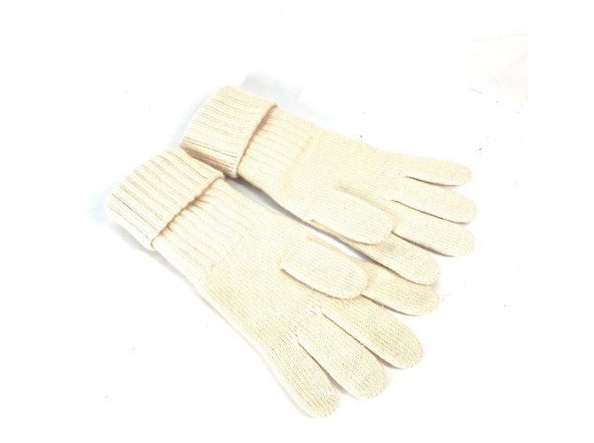 Warme Handschuhe aus Elfenbein-Kaschmir von Chanel Roh - Ansicht 2