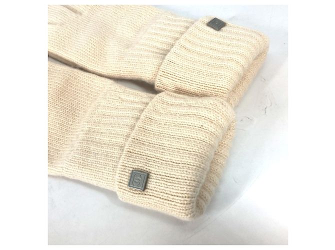 Warme Handschuhe aus Elfenbein-Kaschmir von Chanel Roh - Ansicht 3