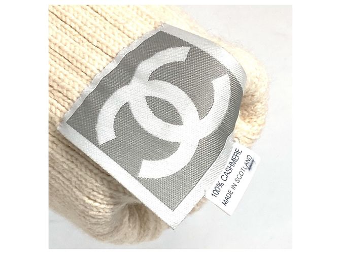Warme Handschuhe aus Elfenbein-Kaschmir von Chanel Roh - Ansicht 5