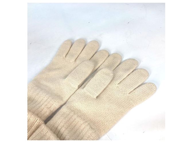 Warme Handschuhe aus Elfenbein-Kaschmir von Chanel Roh - Ansicht 7