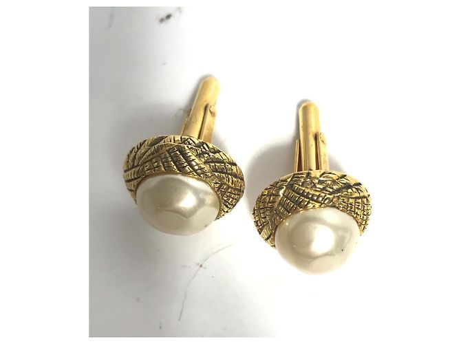 Gemelli vintage in perla finta di Chanel D'oro - vista 2