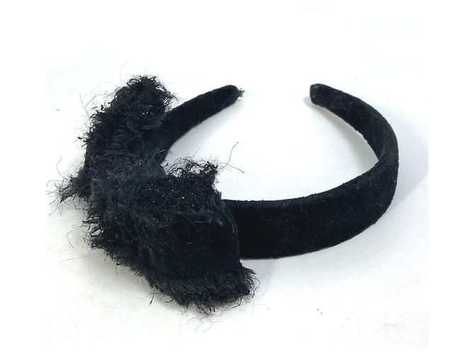 Fascia per capelli Chanel CC Coco in nastro 14K Nero - vista 2