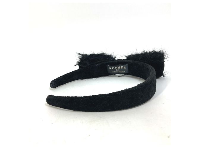 Fascia per capelli Chanel CC Coco in nastro 14K Nero - vista 4