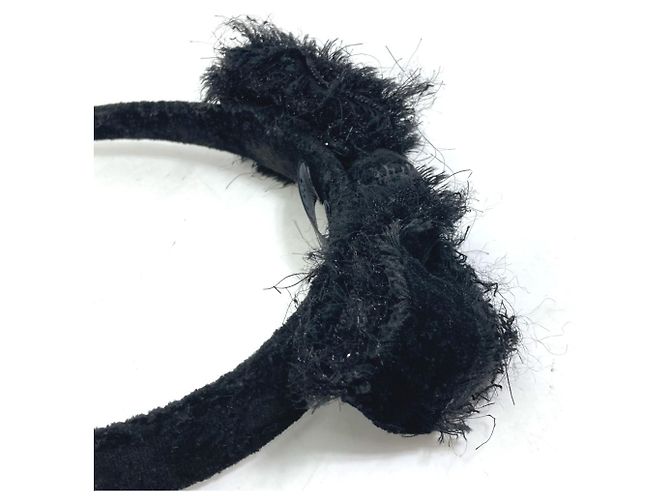 Fascia per capelli Chanel CC Coco in nastro 14K Nero - vista 7