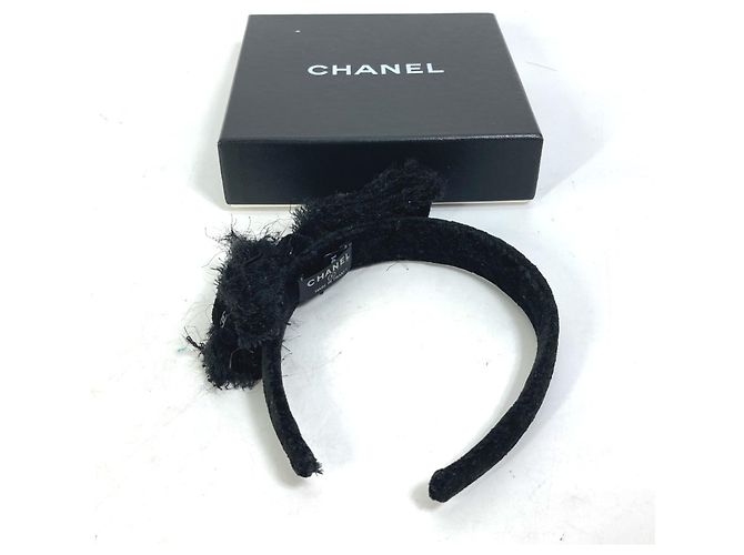 Fascia per capelli Chanel CC Coco in nastro 14K Nero - vista 8