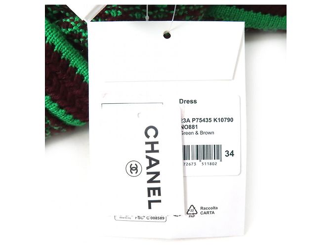 Chanel 23A P75435 Cashmere Strickkleid Braun Grün - Ansicht 11