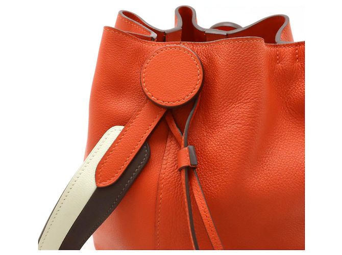 Borsa a spalla Hermès Ricol17 Evercolor Marrone Bianco Rosso - vista 4