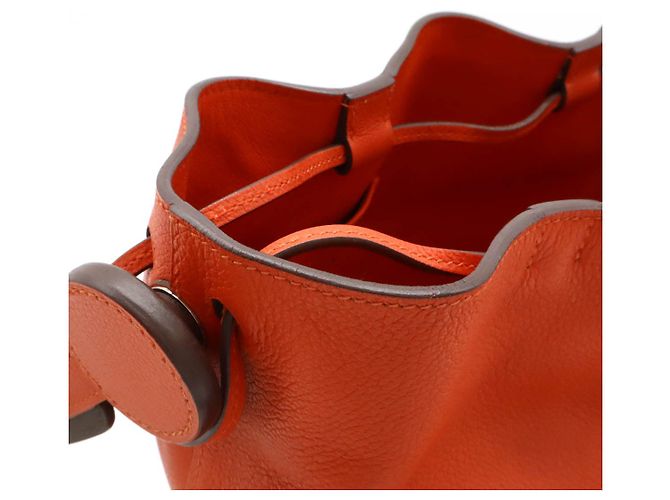 Borsa a spalla Hermès Ricol17 Evercolor Marrone Bianco Rosso - vista 6