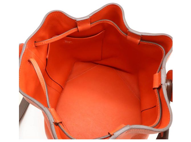 Borsa a spalla Hermès Ricol17 Evercolor Marrone Bianco Rosso - vista 7