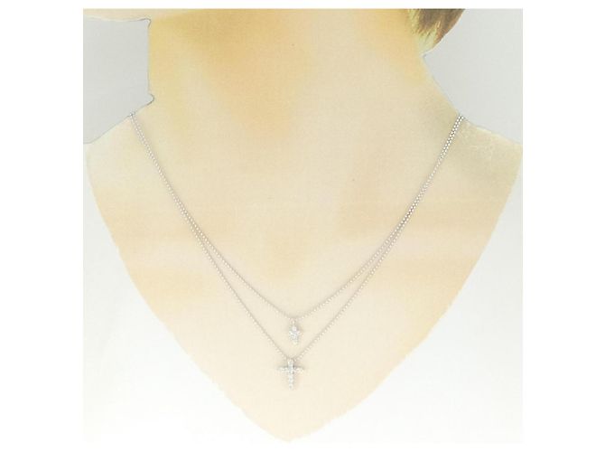 Autre Marque Collana a Croce con Diamanti Au750 Argento - vista 6