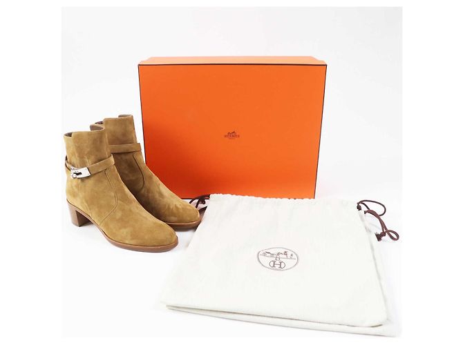 Kurze Stiefel aus Kalbsvelours Hermès Frenchie 50 Braun - Ansicht 2