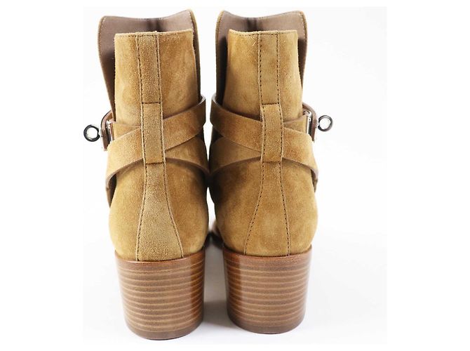 Kurze Stiefel aus Kalbsvelours Hermès Frenchie 50 Braun - Ansicht 3