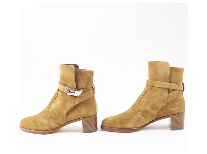 Kurze Stiefel aus Kalbsvelours Hermès Frenchie 50 Braun - Ansicht 4